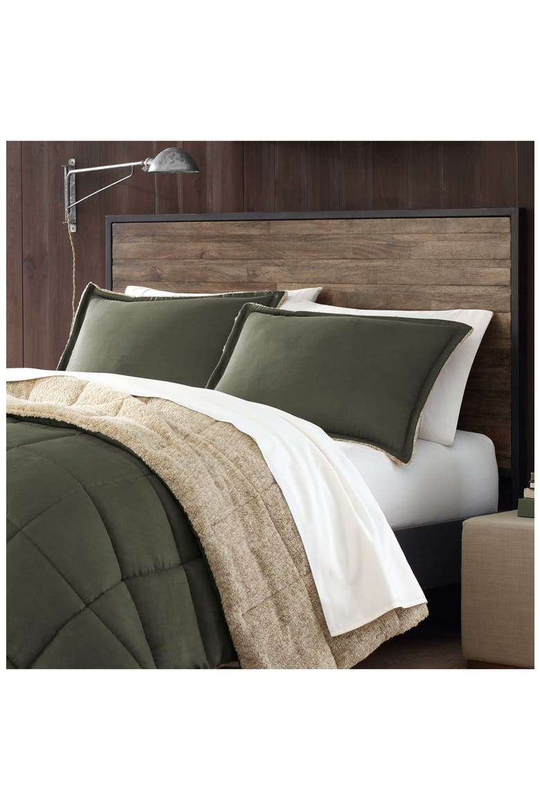 Sherwood Reversible Faux Shearling Comforter Set, Alternate, color, GREEN
