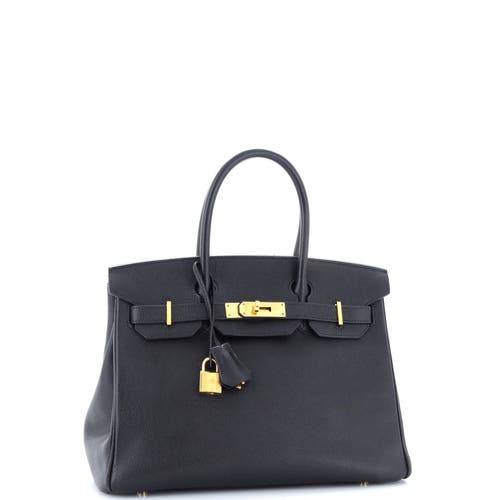 Pre-owned Hermes Hermes Birkin Handbag Black Epsom With Gold Hardware 30 In Black