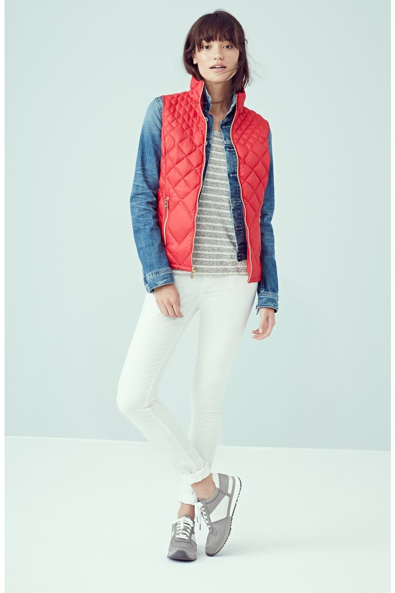 Packable Stand Collar Down Vest, Alternate, color, RED