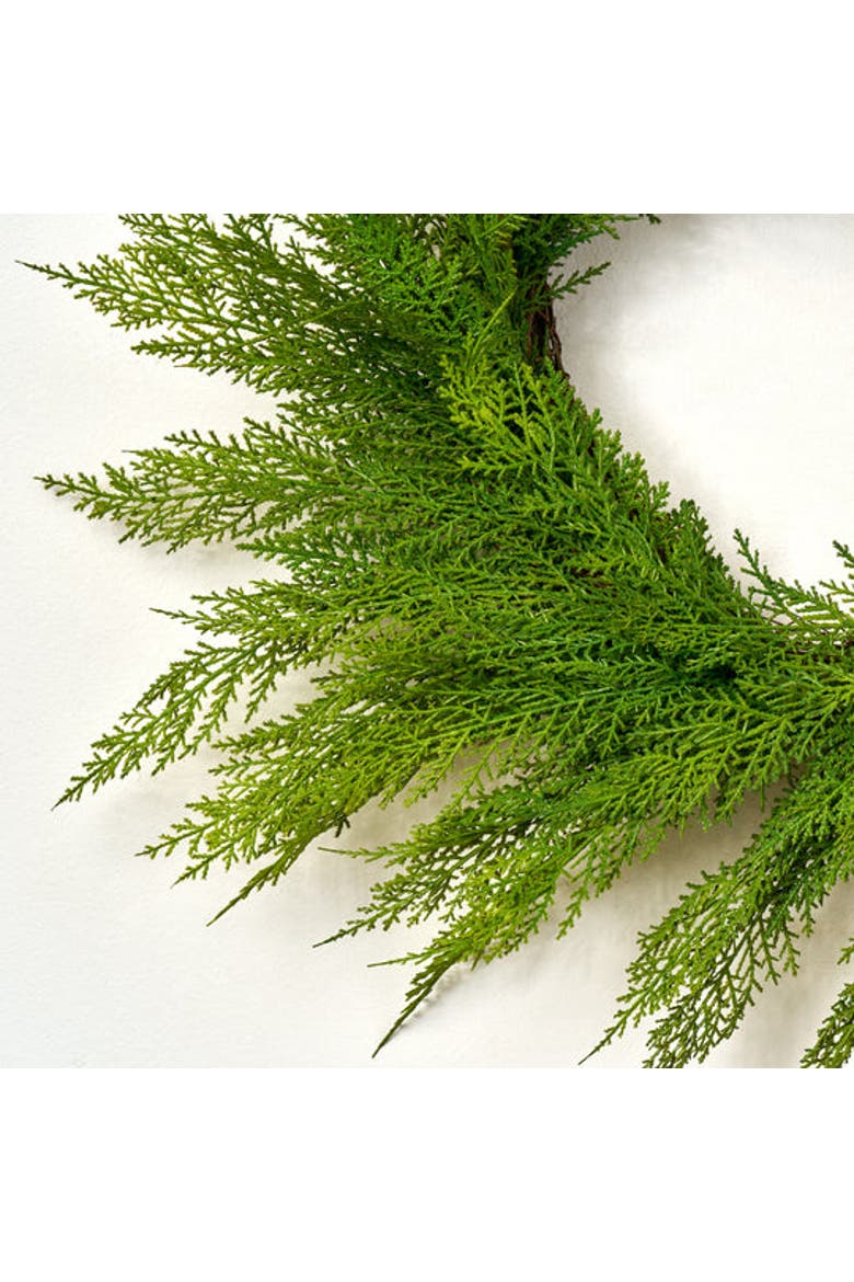 Real Touch Lebanon Cedar Outdoor Winter Greenery Christmas Front Door Wreath, Alternate, color, Green