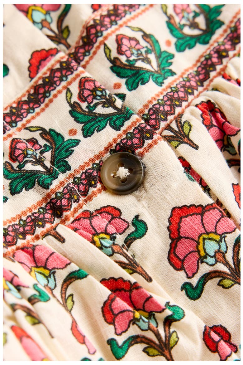 Remy Button Front Cotton Sundress, Alternate, color, WOODBLOCK PRINT