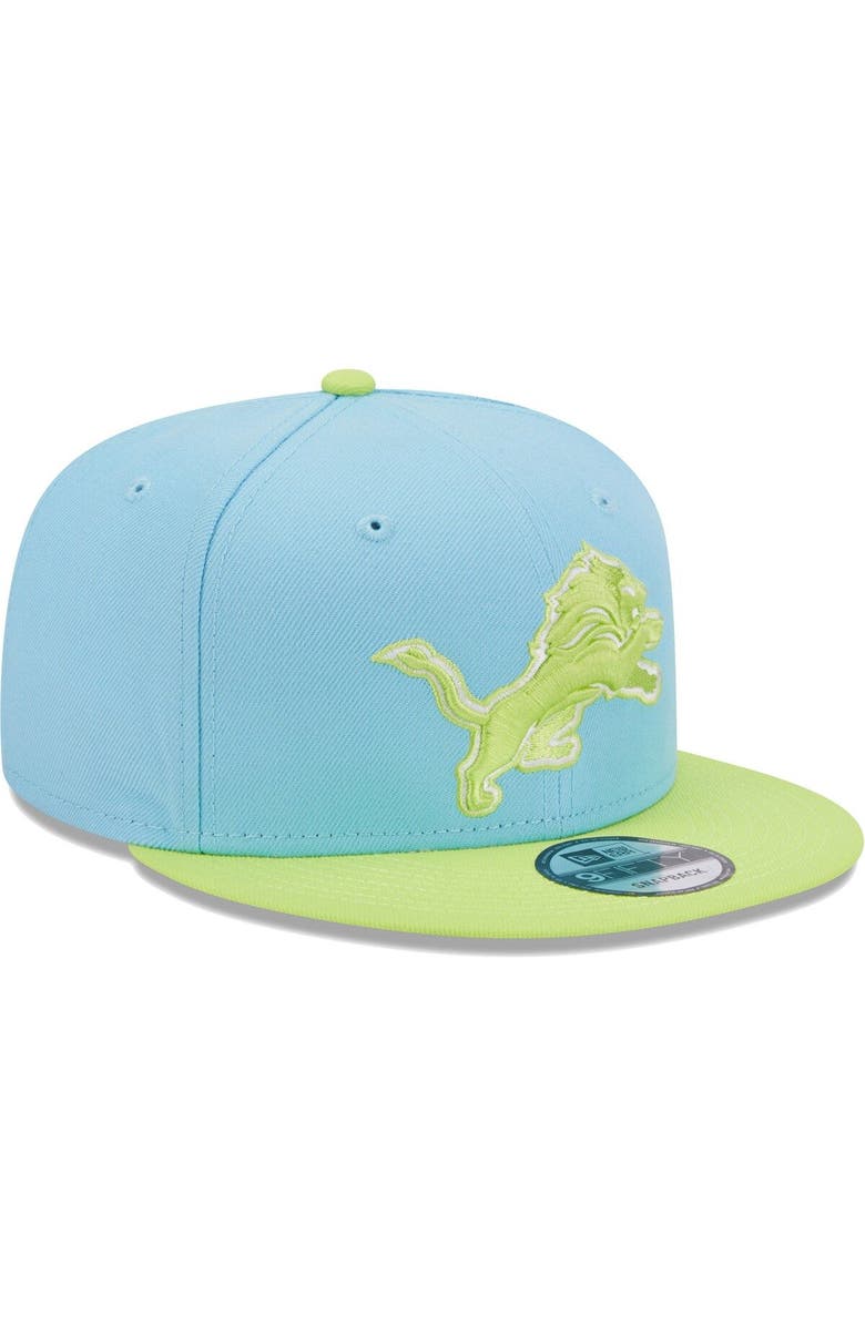 New Era Men's New Era Light Blue/Neon Green Detroit Lions Two-Tone Color Pack 9FIFTY Snapback Hat, Alternate, color, 