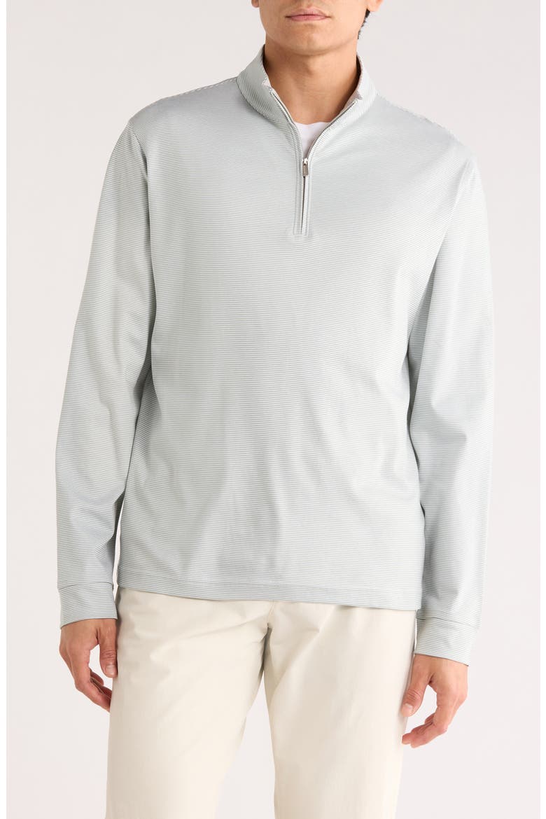 Stripe Quarter Zip Pullover Sweater, Main, color, WHITE/ SAGE