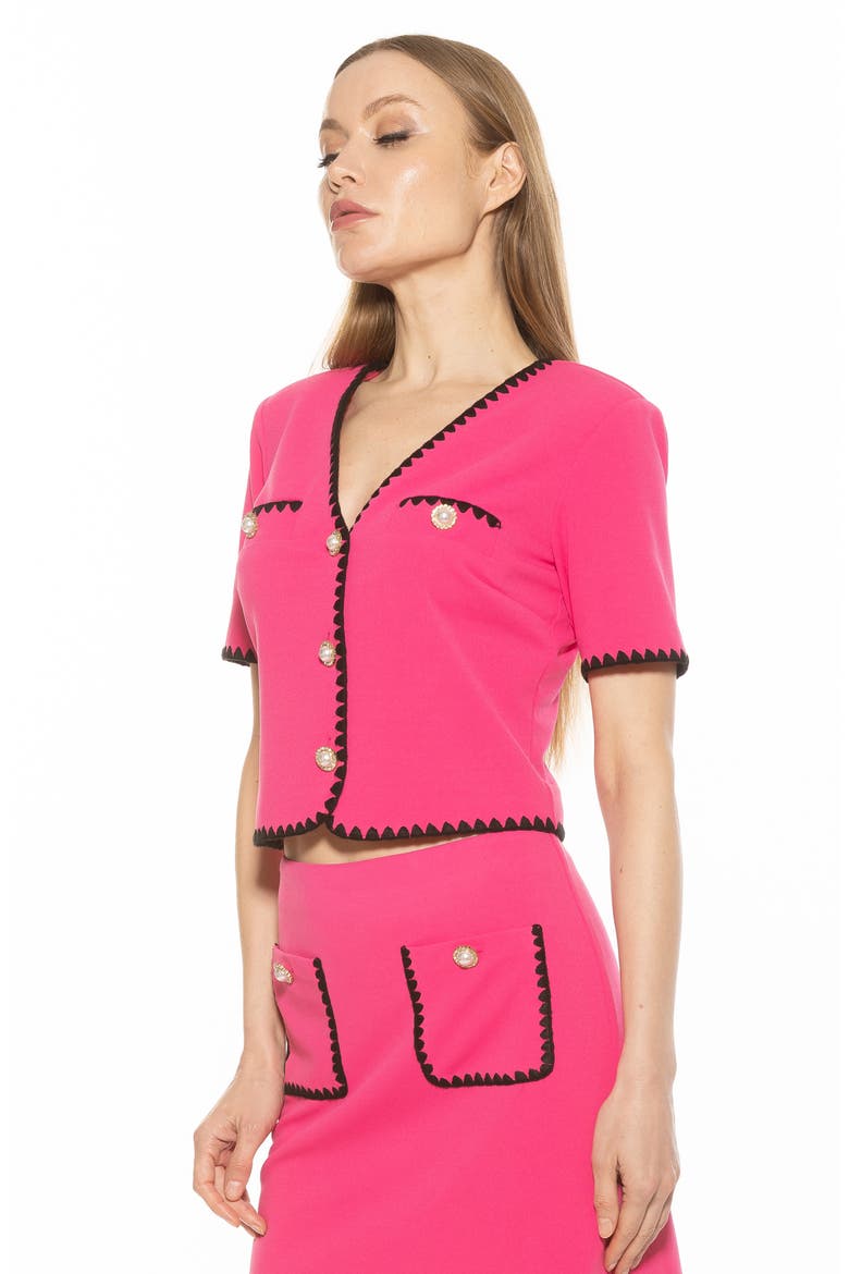 Willa Embroidered Short Sleeve Jacket, Alternate, color, PINK
