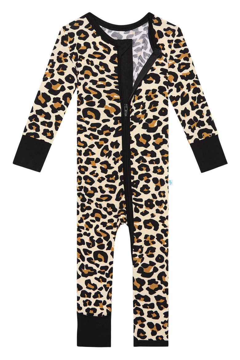 Lana Leopard Fitted Convertible Footie Pajamas, Alternate, color, LIGHT BEIGE
