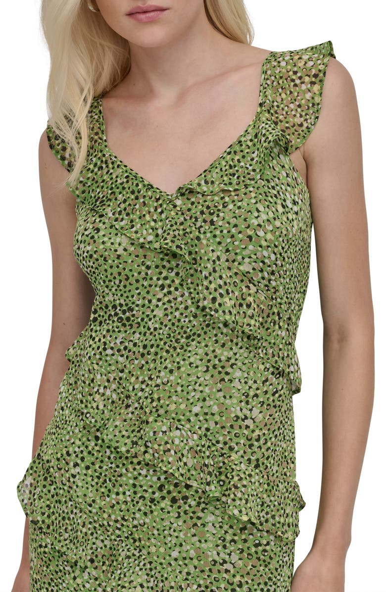 DKNY Ruffle Maxi Dress, Alternate, color, Lime