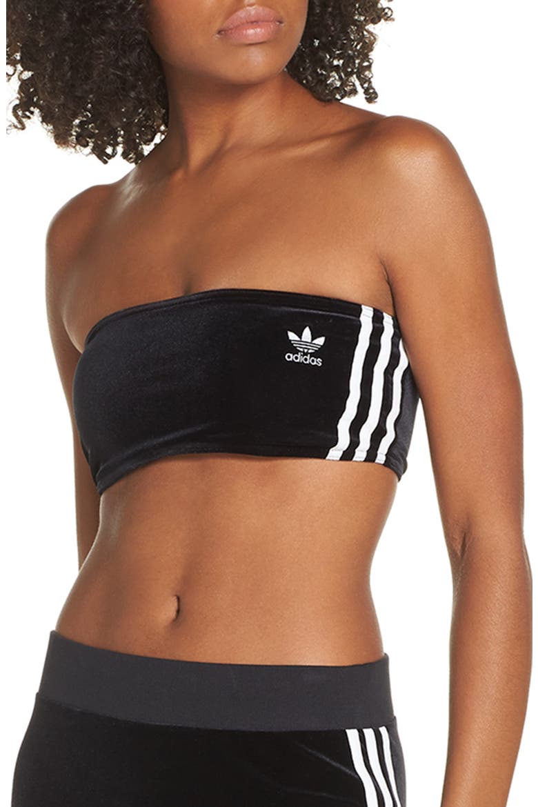 3-Stripes Strapless Bra, Main, color, BLACK