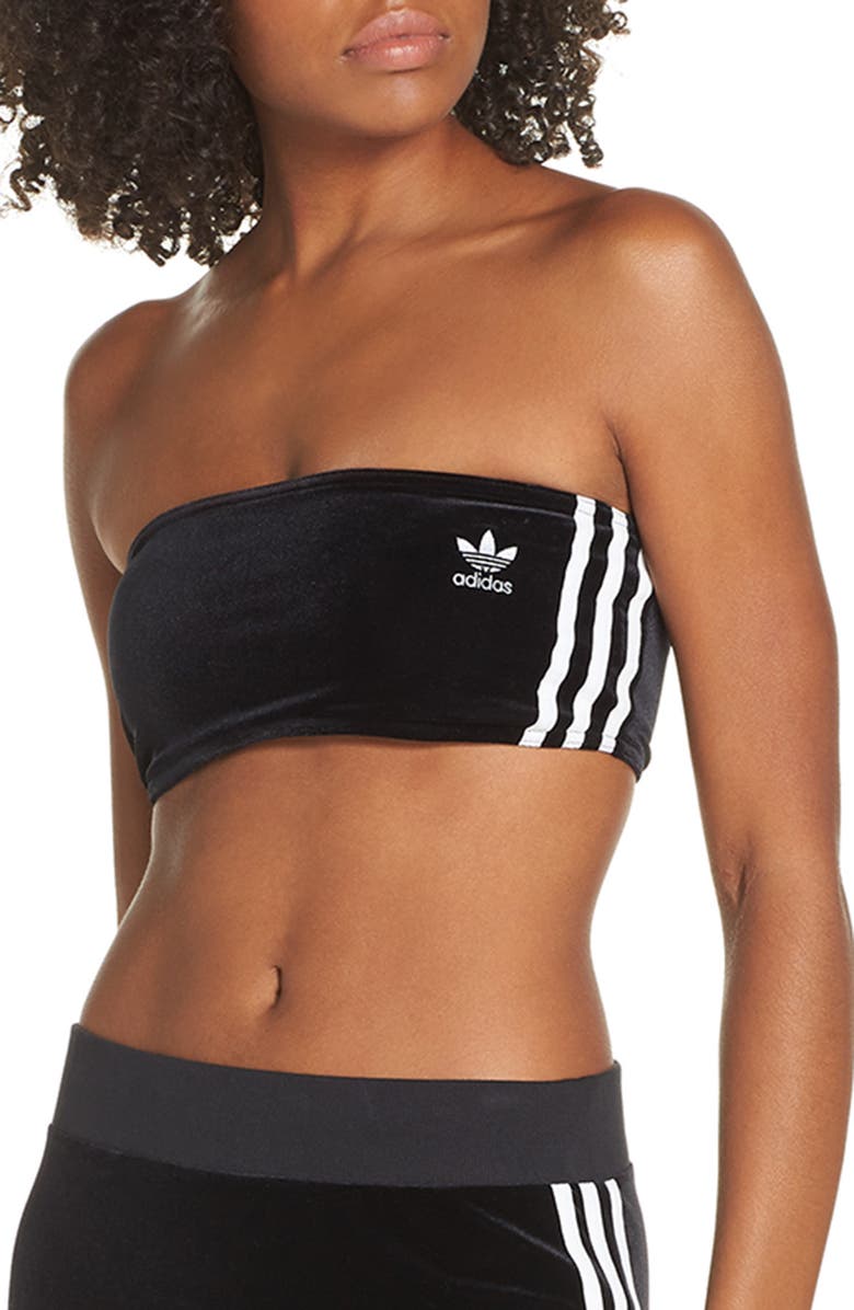 adidas Originals 3-Stripes Strapless Bra, Main, color, 