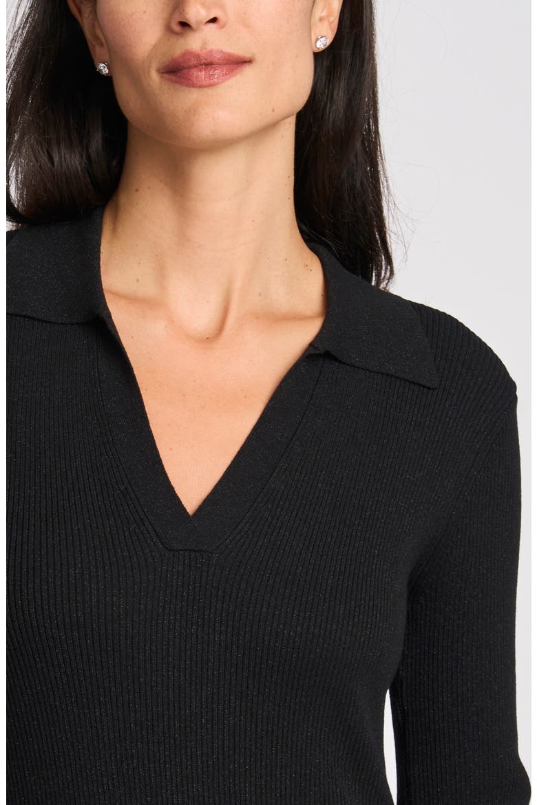 Johnny Collar Midi Sweater Dress, Alternate, color, RICH BLACK
