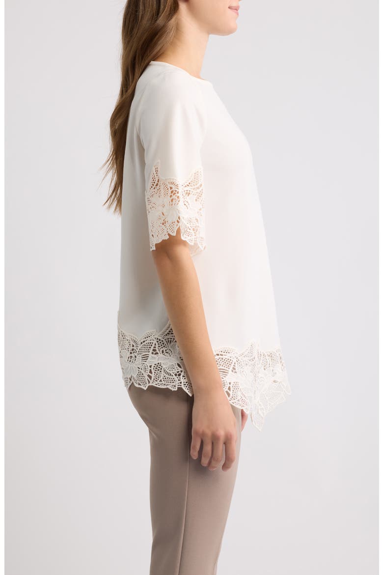 Lace Trim Asymmetrical Hem Top, Alternate, color, WHITE DOVE