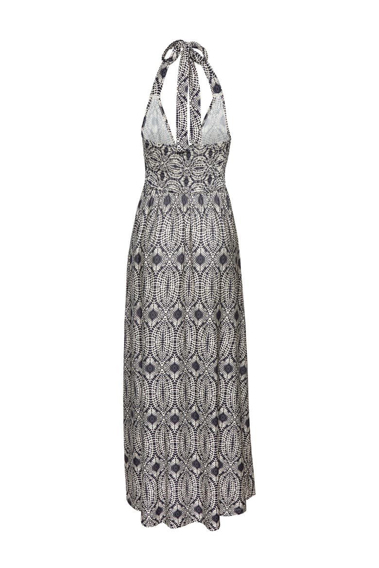 Printed Halter Maxi Dress, Alternate, color, Navy Sand