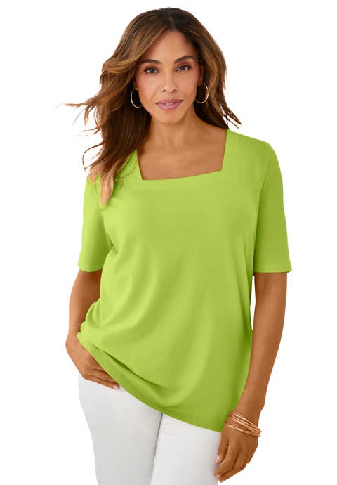 Stretch Cotton Square Neck Tee