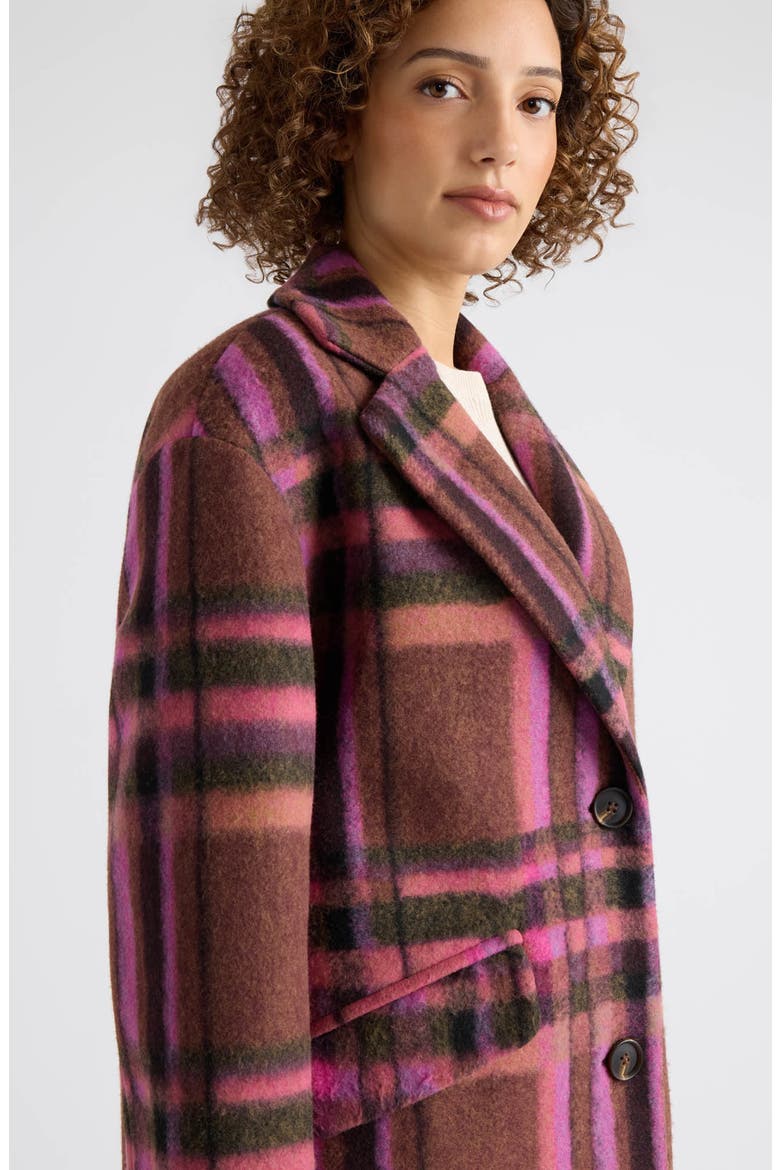 Linde Longline Plaid Coat, Alternate, color, RUST PLAID