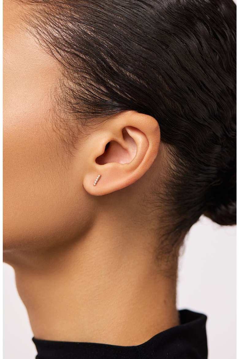 Gold Stud Earrings - Pave Diamond Bar Studs, Alternate, color, Gold