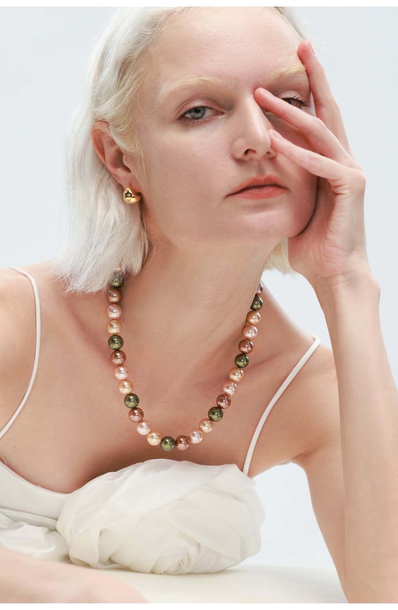 Classicharms Shell Pearl Necklace with Gem-Encrusted Carabiner Lock, Alternate, color, Gold