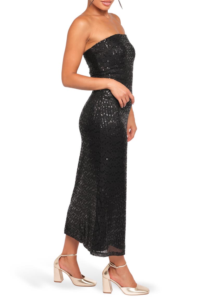 Agnes Strapless Sequin Maxi Dress, Alternate, color, BLACK