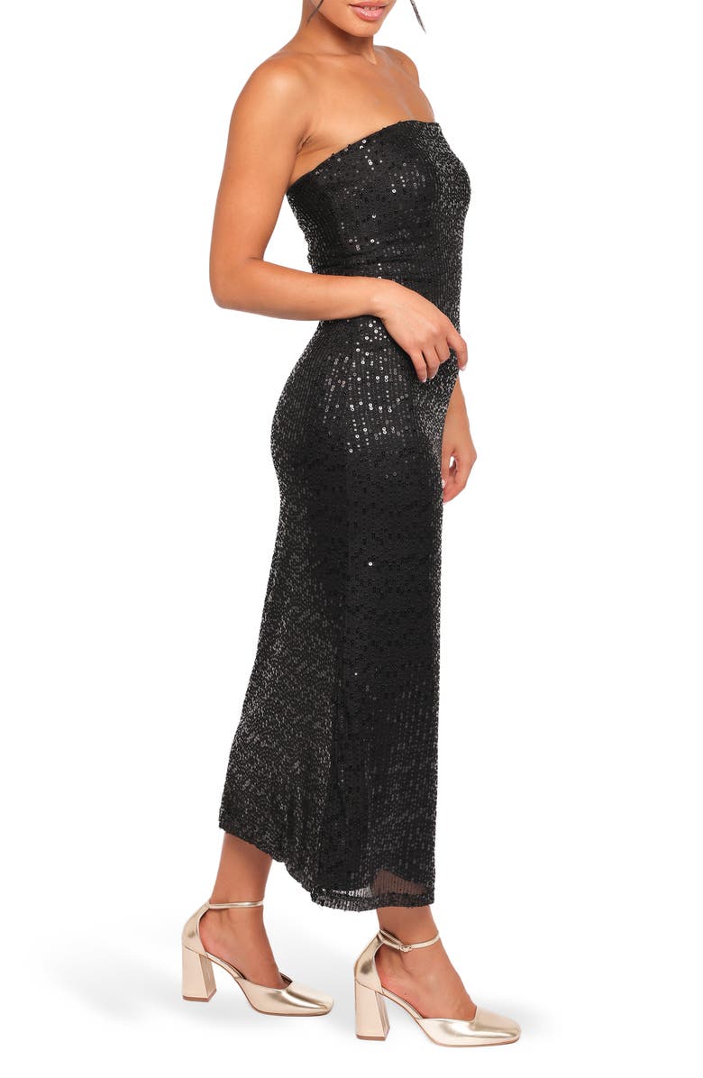 Petal & Pup Agnes Strapless Sequin Maxi Dress, Alternate, color, Black