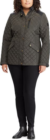 特別価格! RALPH LAUREN Faux Leather Trim Quilted Coat Lauren Ralph Lauren Quilted Jacket with Faux Leather Trim
