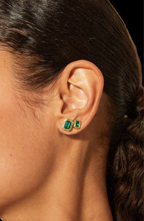 Aurate New York Mini Lab Grown Emerald Heirloom Stud Earrings In Green