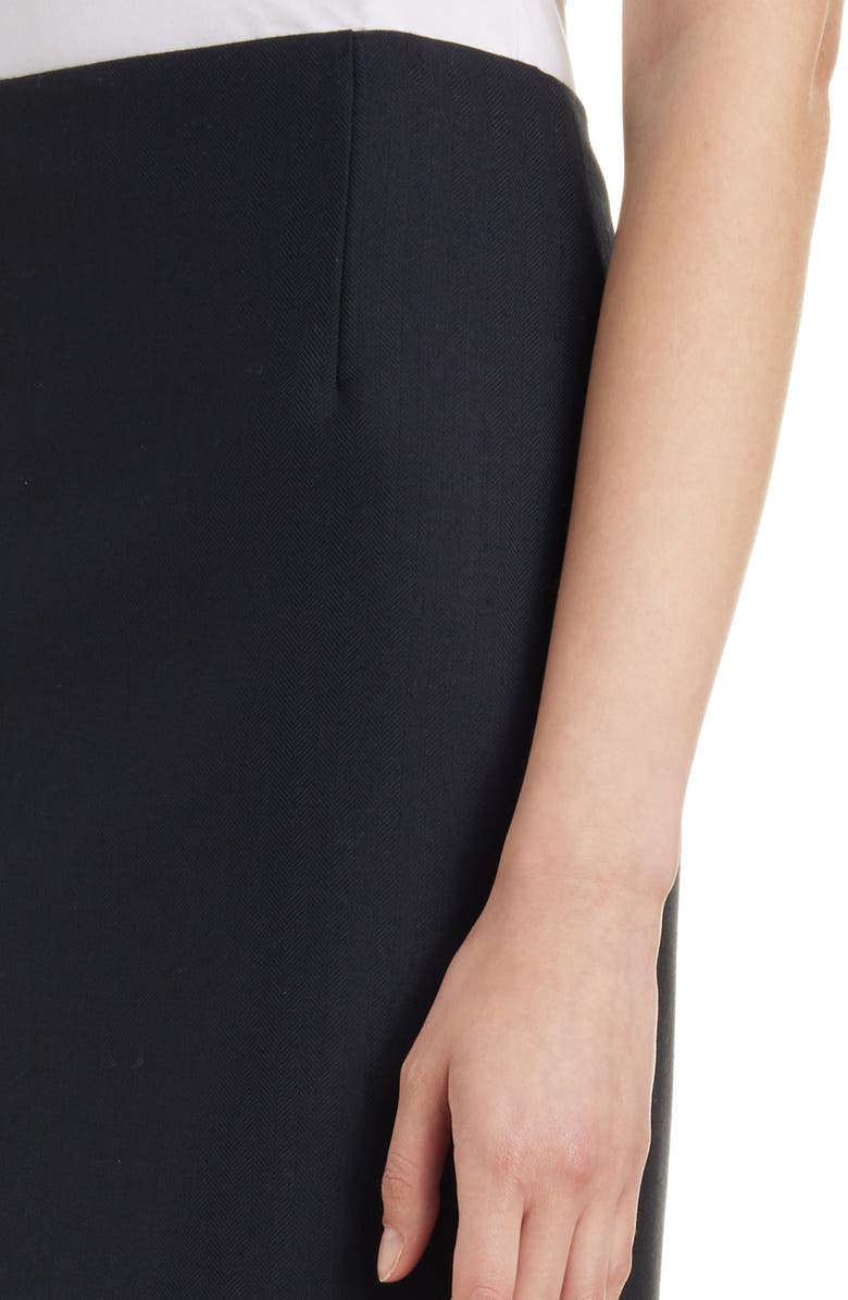 Dries Van Noten Salbina Wool Herringbone & Metallic Leather Skirt, Alternate, color, 