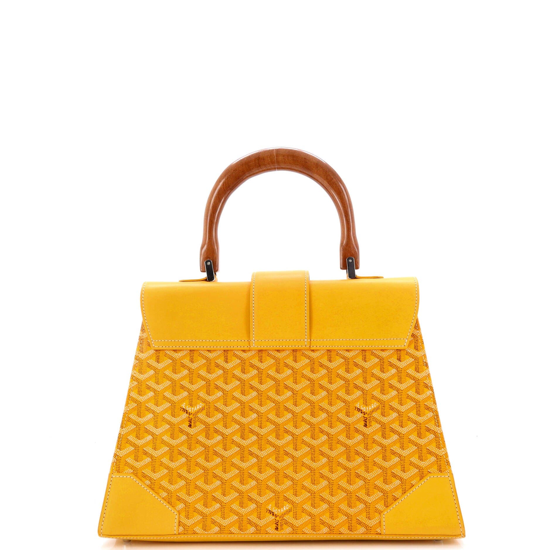 Pre-Owned Goyard Saigon Top Handle Bag Coated Canvas with Leather MM, Alternate, color, Yellow