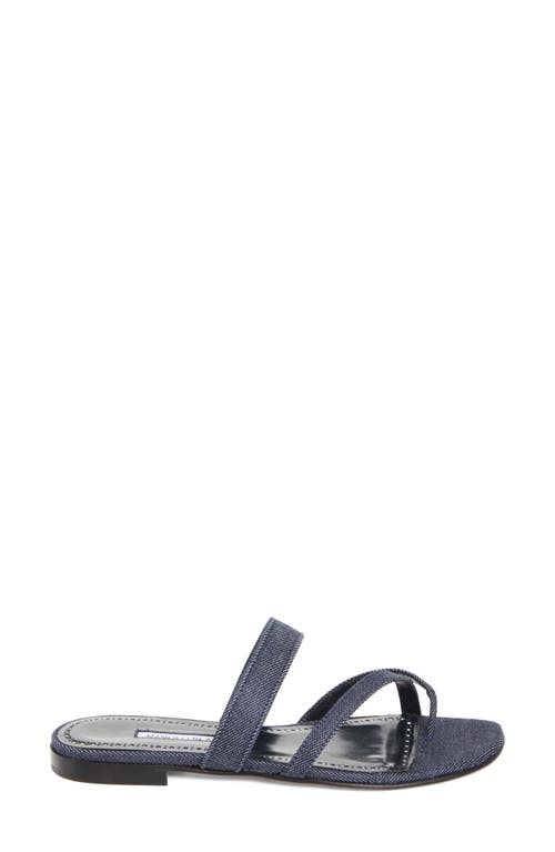 Manolo Blahnik Susa Chambray Crisscross Flat Sandals In Purple