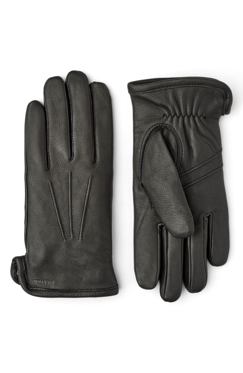 Hestra Andrew Leather Gloves, Main, color, Black