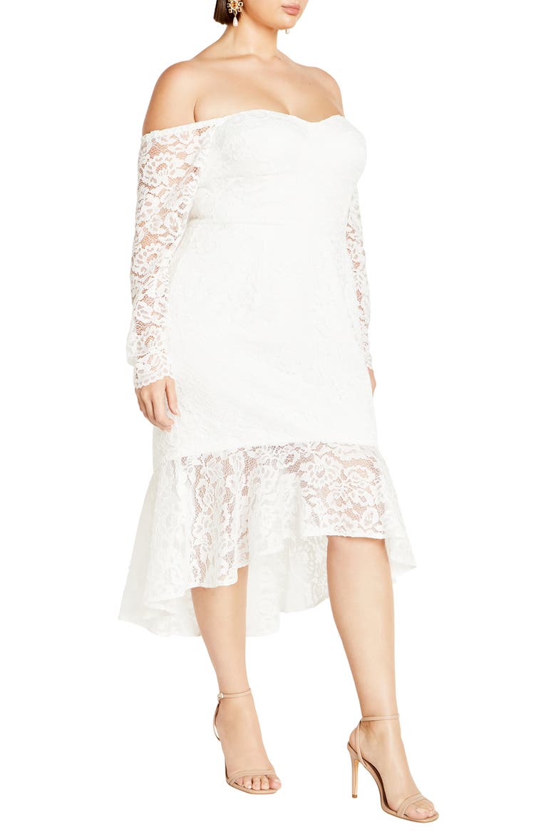 Athena Off the Shoulder Long Sleeve Dress, Main, color, IVORY