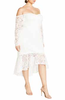 City Chic Athena Off the Shoulder Long Sleeve Dress