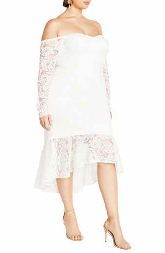 City Chic Athena Off the Shoulder Long Sleeve Dress