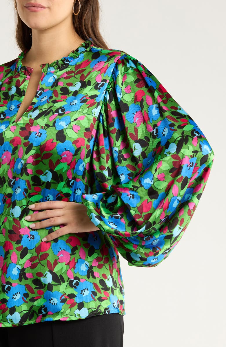 SUGARLIPS Destine Floral Print Top, Alternate, color, Green-Blue-Fuchsia