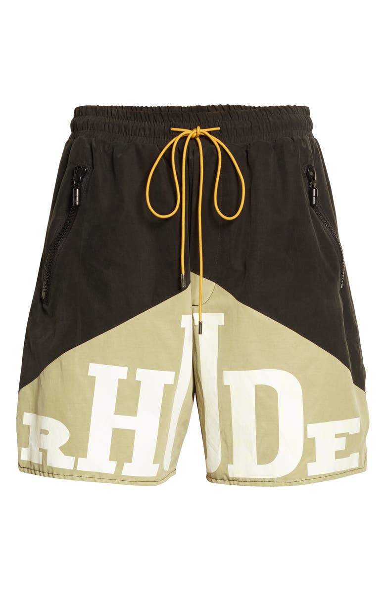 Rhude Logo Colorblock Yachting Shorts, Alternate, color,