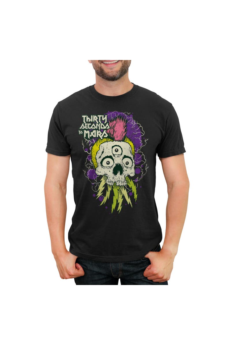Thirty Seconds to Mars Men's Thirty Seconds to Mars Mohawk Skull Logo Graphic T-Shirt, Main, color, Black