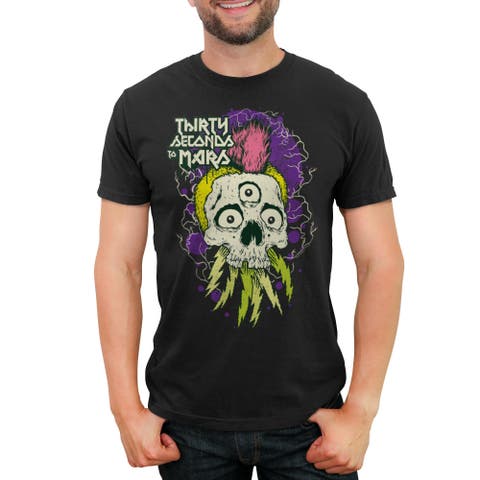 Men's Thirty Seconds to Mars Mohawk Skull Logo  Graphic T-Shirt