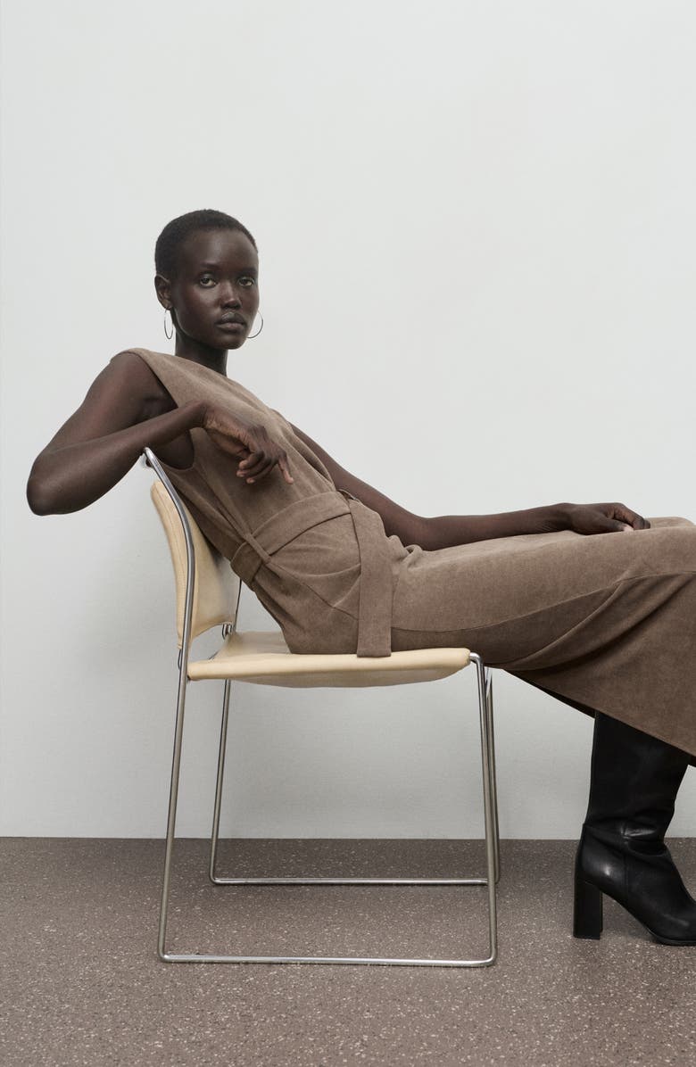 MANGO Belted Sleeveless Knit Dress, Alternate, color,