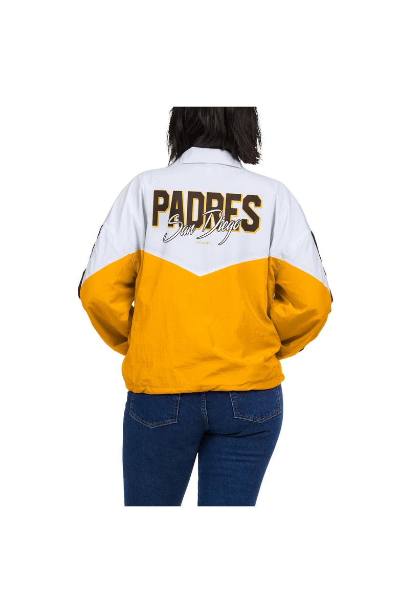 WEAR by Erin Andrews Women's WEAR by Erin Andrews White/Gold San Diego Padres Color Block Full-Zip Windbreaker Jacket, Alternate, color, 