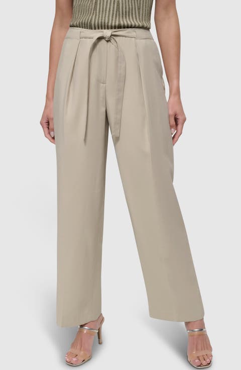 Tie Front Twill Pants
