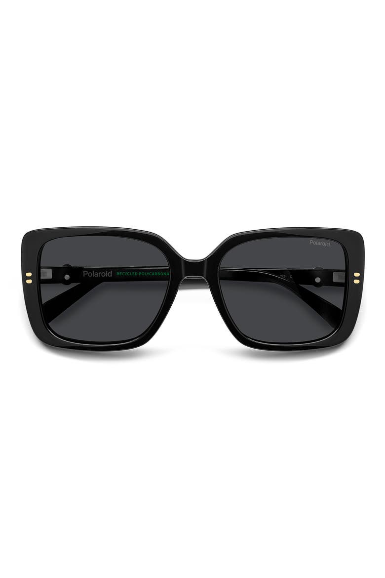 55mm Polarized Rectangular Sunglasses, Alternate, color, BLACK/ GREY