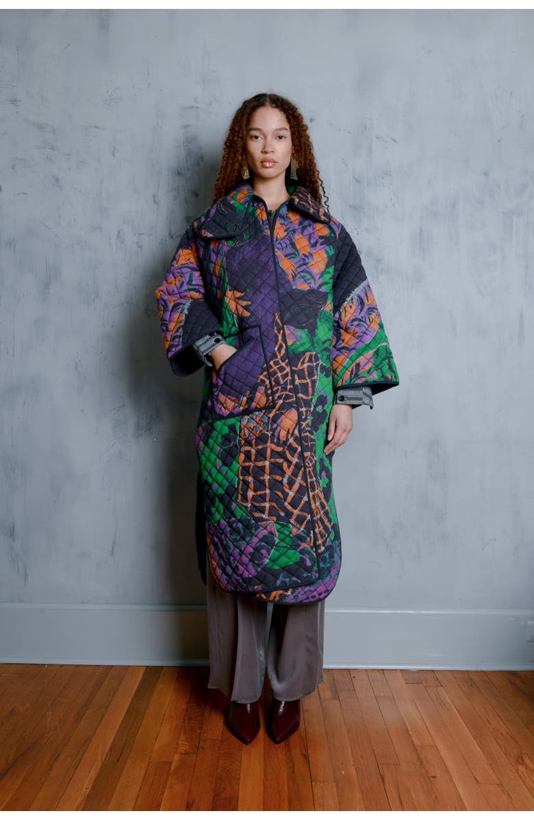 Untitled in Motion Tatum Sculptural Collared Quilted Jacket, Alternate, color, Chambers