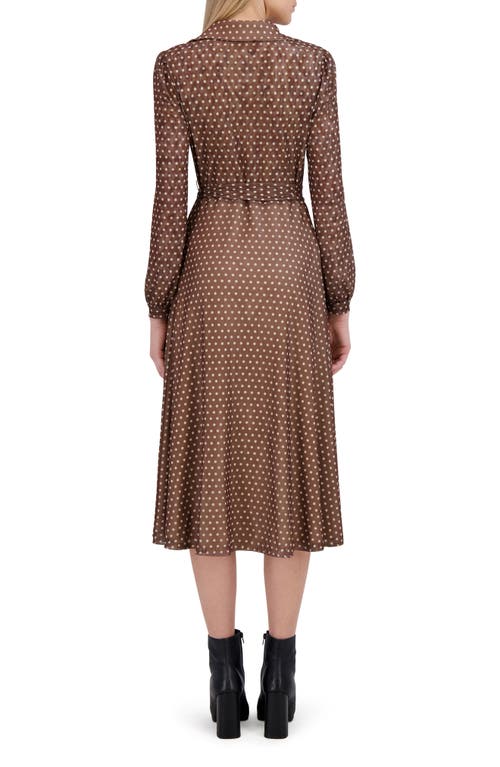 Laundry By Shelli Segal Angela Reversible Long Sleeve Wrap Front Dress In Brown