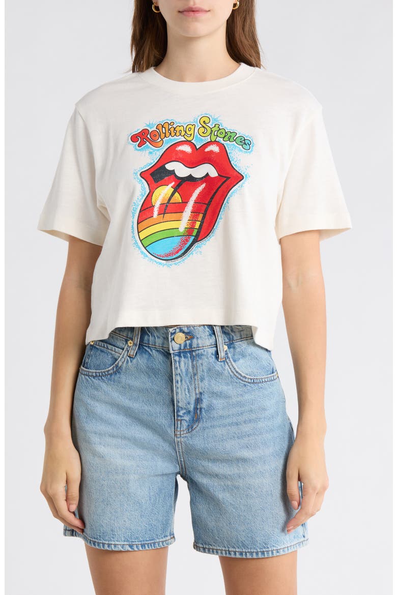 Hot Lips Rainbow Crop Graphic T-Shirt, Main, color, WHITE