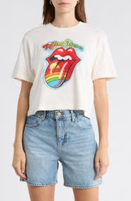 Junk Food Hot Lips Rainbow Crop Graphic T-Shirt