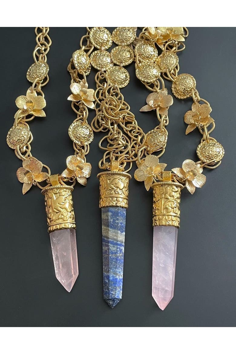 Sundara Rose Quartz Pendant Necklace, Alternate, color, Gold