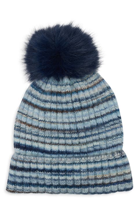 Striped Pom Beanie