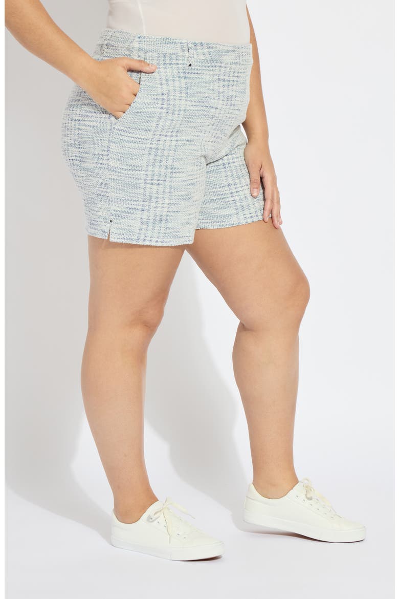 Lily Pull-On Mid Thigh Summer Tweed Shorts, Alternate, color, AZZURO TWEED