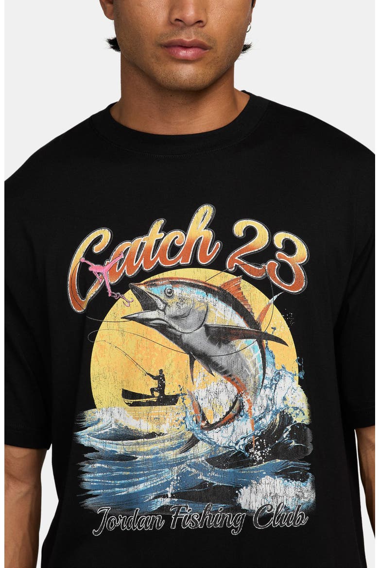 Fishing Club Cotton Graphic T-Shirt, Alternate, color, BLACK/ WHITE