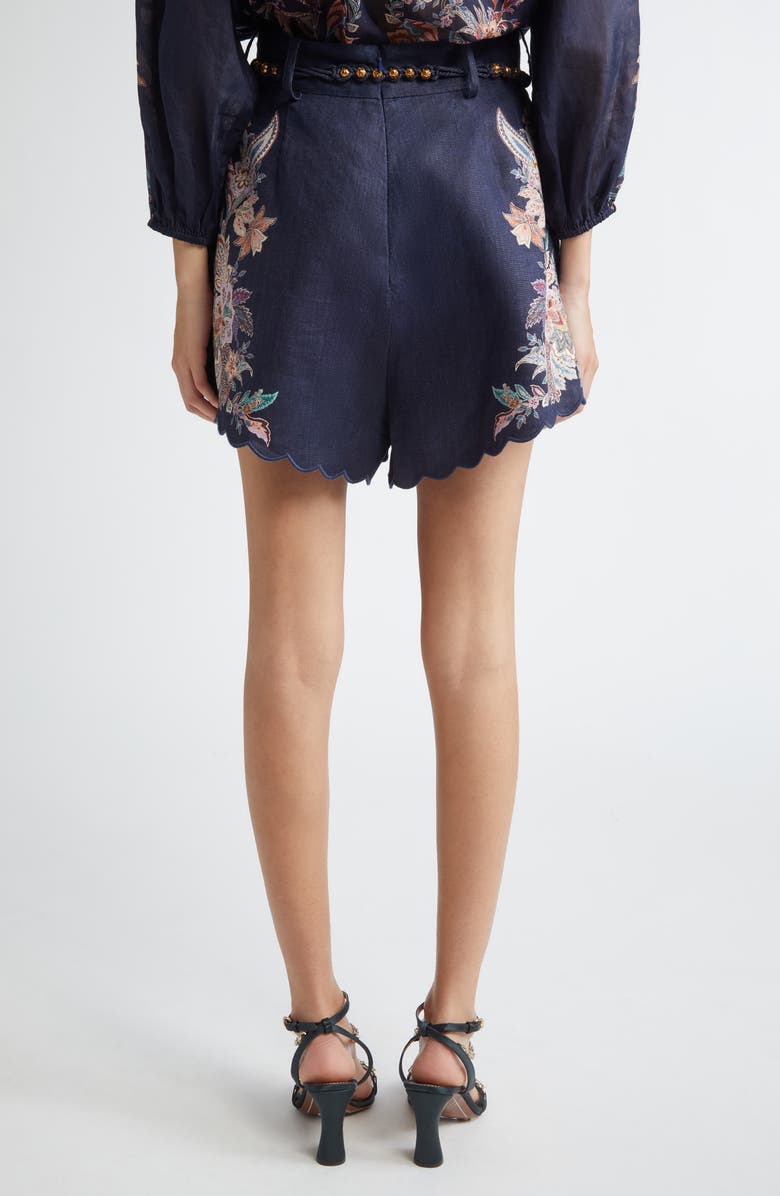 Zimmermann Rhiannon Tuck Paisley Print Linen Shorts, Alternate, color, Navy Multi Paisley