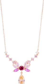 SAVVY CIE JEWELS Lab Grown Sapphire Bow Pendant Necklace