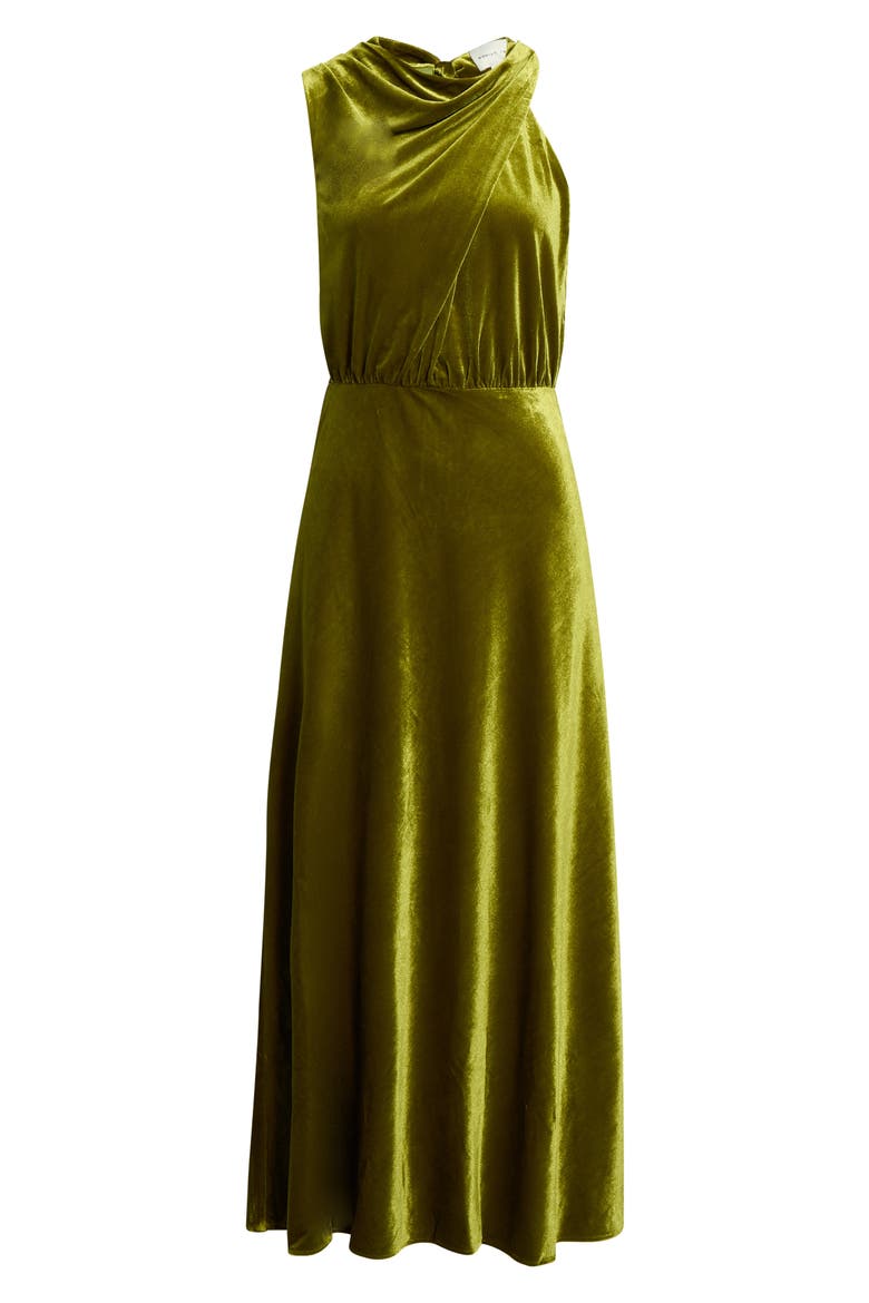 Eloise Twist Cowl Neck Velvet Maxi Dress, Main, color, OLIVE