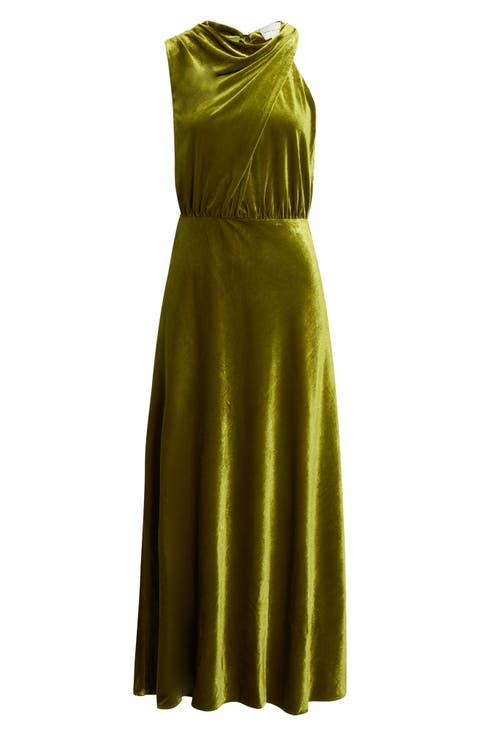 Eloise Twist Cowl Neck Velvet Maxi Dress